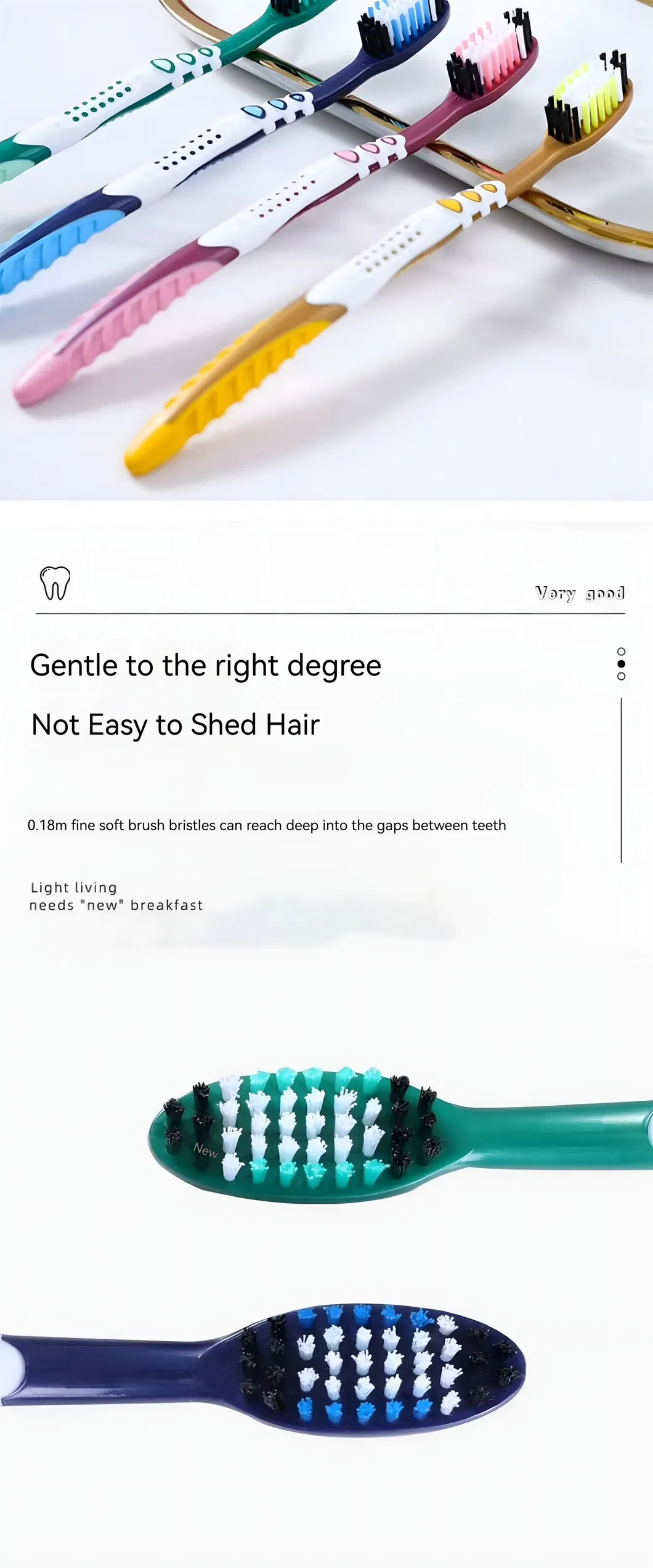 Пользовательский логотип Ручные зубные щетки в индивидуальной упаковке Мягкая щетина в индивидуальной упаковке с пластиковой ручкой из полипропилена для домашнего использования 