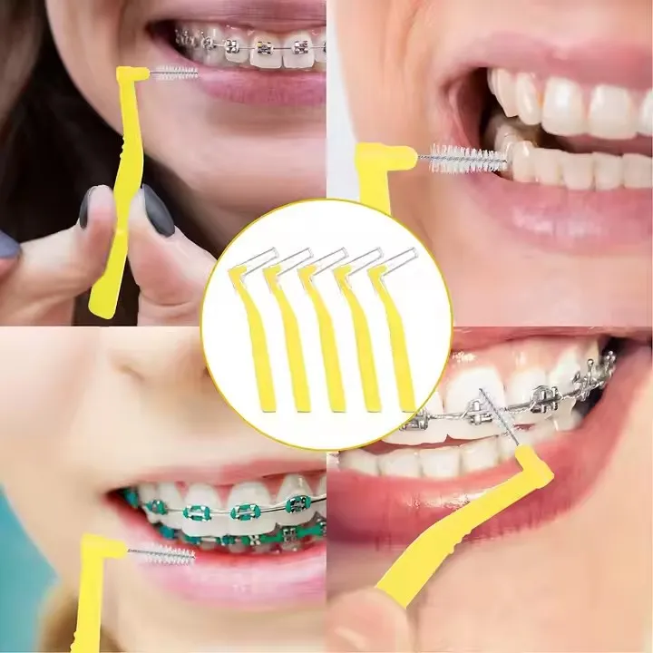 Пользовательский логотип Тонкие мягкие персонализированные брекеты для зубочисток Щетка для чистки межзубных промежутков 